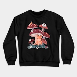 Cat and Mushroom Crewneck Sweatshirt